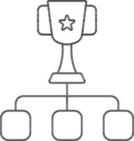 Winner Trophy For Three Level Icon Or Symbol In Line Art. vector