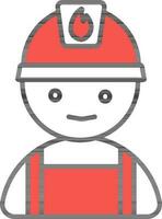 Firefighter Icon In Red And White Color. vector