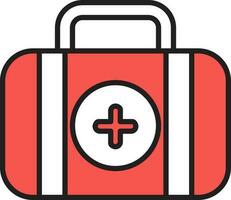 First Aid Kit Or Hand Bag Icon In Red And White Color. vector