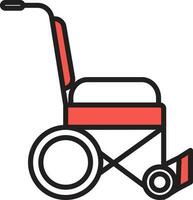 Wheel Chair Icon In Red And White Color. vector