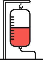intravenoso goteo icono en rojo y blanco color. vector