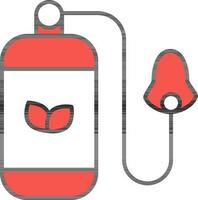 Oxygen Cylinder Icon In Red And White Color. vector