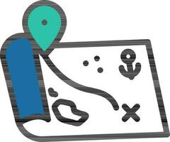 Map Navigation Icon In Blue And White Color. vector