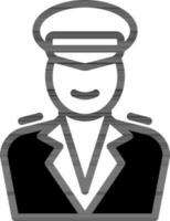 Sailor Character Icon In Black And White Color. vector