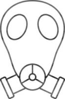 Gas Mask Icon In Black Line Art. vector