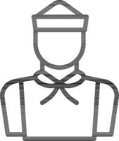 Sailing Man Character Icon In Thin Line Art. vector