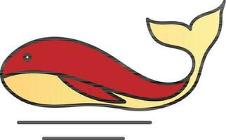 ballena icono o símbolo en rojo y amarillo color. vector