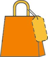 Flat Style Handbag With Label Yellow And Orange Icon. vector