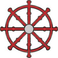 Illustration Of Rudder Icon In Red And Gray Color. vector