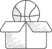 Linear Style Basketball In Open Box Icon. vector