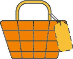 Basket With Label Yellow And Orange Icon. vector