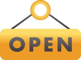 Open Sign Board Golden And Grey Icon. vector