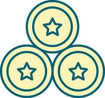 estrella monedas o simbólico icono en amarillo color. vector