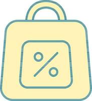 compras bolso con porcentaje icono en amarillo color. vector