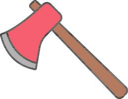 Red And Brown Axe Icon In Flat Style. vector