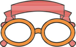 Blank Ribbon With Eyeglasses Icon In Red And Orange Color. vector