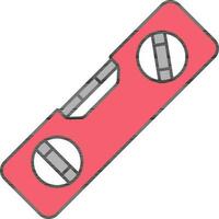 Spirit Level Flat Icon In Grey And Red Color. vector