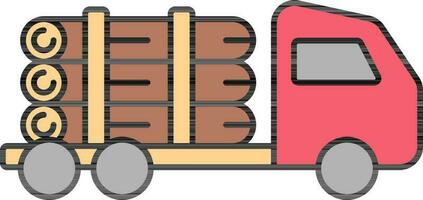Logging Truck Colorful Icon In Flat Style. vector