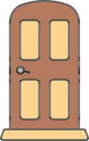 Wooden Door Icon In Brown And Yellow Color. vector