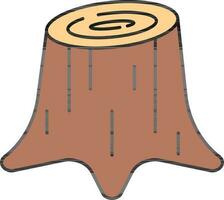 Cut Tree Stump Icon In Brown And Yellow Color. vector