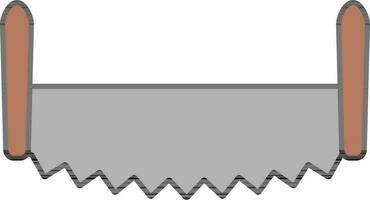 Flat Style Handsaw Icon In Grey And Brown Color. vector