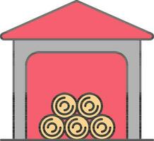 Wood Log Store Colorful Icon In Flat Style. vector