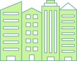 Buildings Icon In Green And White Color. vector