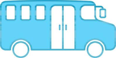 Blue Bus Icon In Flat Style. vector