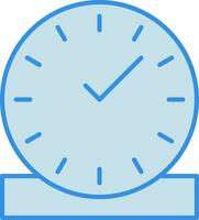 Clock With Stand Blue Icon. vector