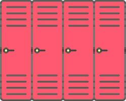 Flat Style Locker Icon Red Color. vector