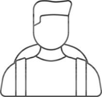 Faceless Young Boy Holding Bag Icon In Thin Line Art. vector