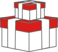 Two Gift Box Icon In Red And White Color. vector