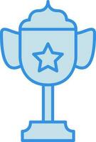 Star Symbol On Trophy Cup Blue Icon. vector