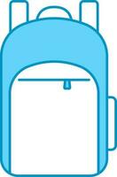 Isolated Backpack Icon In Blue And White Color. vector