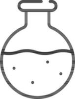 Round Bottom Beaker Icon In Thin Line Art. vector