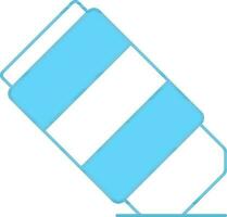 Flat Style Eraser Blue And White Icon. vector