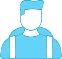 Faceless Young Boy Holding Bag Icon In Blue And White Color. vector