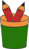 Pencils In Cup Colorful Icon In Flat Style. vector