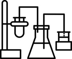 Chemical Research Icon In Black Line Art. vector