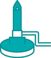 Bunsen Burner Icon In Cyan And White Color. vector