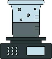 Isolated Analytical Balance With Flask Icon In Blue And Gray Color. vector