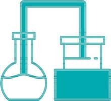 Chemical Experiment Icon In Cyan And White Color. vector