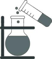 Beaker Stand With Test Tube Icon In White And Gray Color. vector