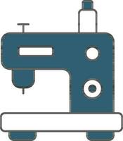 Isolated Sewing Machine Icon In Teal Blue And White Color. vector
