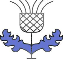 Cirsium Flower Icon In Blue And White Color. vector