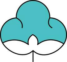 Flat Style Cotton Flower Icon In Turquoise And White Color. vector