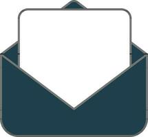 Open Envelope With Letter Icon In Teal Blue And White Color. vector