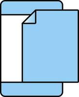 plano estilo archivo en teléfono inteligente pantalla azul y blanco icono. vector
