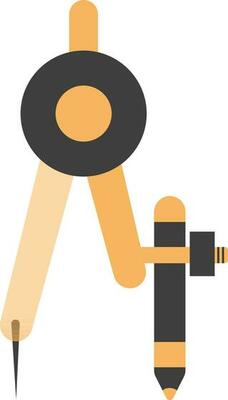 Geometric Compass Icon In Black And Yellow Color.