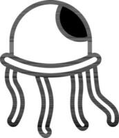 Jellyfish Icon In Black And White Color. vector